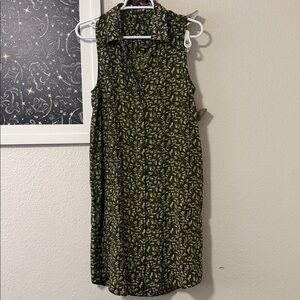 THEORY Womens 100% Silk Sleeveless Green Button Shirt Dress Mini Size 6 Walvan